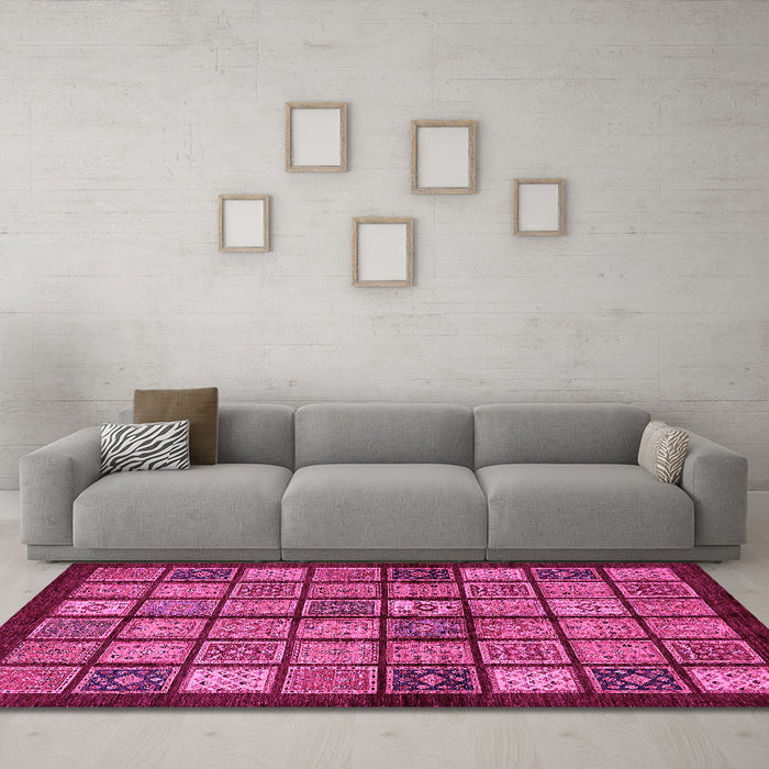 Machine Washable Abstract Pink Modern Rug in a Living Room, wshabs627pnk