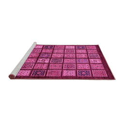 Sideview of Machine Washable Abstract Pink Modern Rug, wshabs627pnk