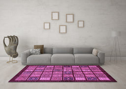 Machine Washable Abstract Purple Modern Area Rugs in a Living Room, wshabs627pur