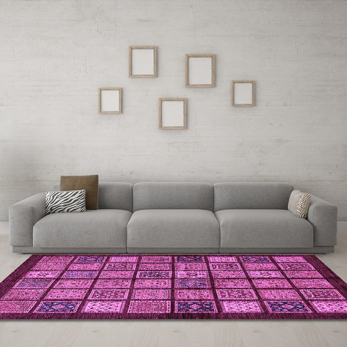 Machine Washable Abstract Purple Modern Area Rugs in a Living Room, wshabs627pur
