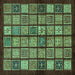 Square Abstract Turquoise Modern Rug, abs627turq