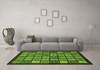 Machine Washable Abstract Green Modern Rug, wshabs627grn