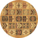 Round Abstract Brown Modern Rug, abs628brn