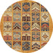 Round Machine Washable Abstract Red Rug, wshabs628