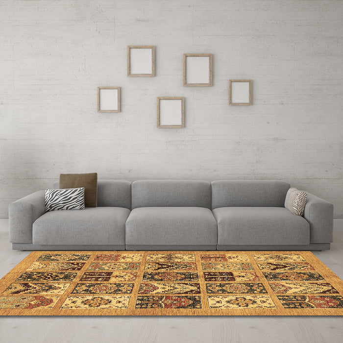 Machine Washable Abstract Brown Modern Rug in a Living Room,, wshabs628brn