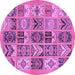 Round Machine Washable Abstract Purple Modern Area Rugs, wshabs628pur