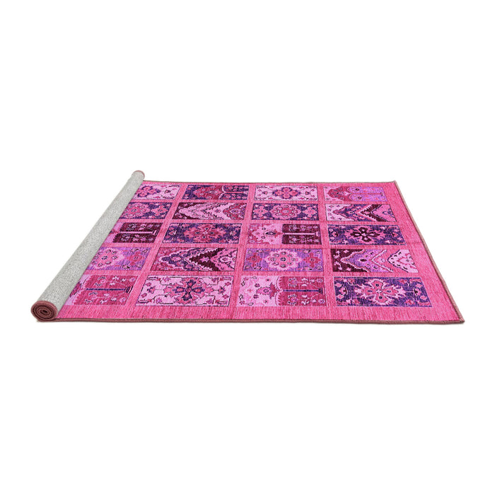 Sideview of Machine Washable Abstract Pink Modern Rug, wshabs628pnk