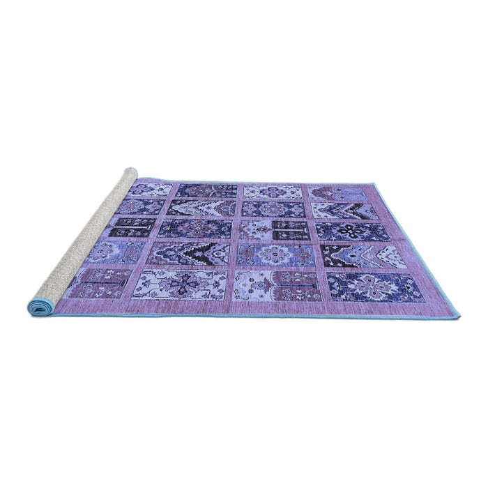 Sideview of Machine Washable Abstract Blue Modern Rug, wshabs628blu