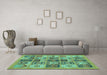 Machine Washable Abstract Turquoise Modern Area Rugs in a Living Room,, wshabs628turq