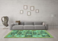 Machine Washable Abstract Turquoise Modern Rug, wshabs628turq