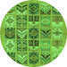 Round Abstract Green Modern Rug, abs628grn