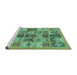 Sideview of Machine Washable Abstract Turquoise Modern Area Rugs, wshabs628turq