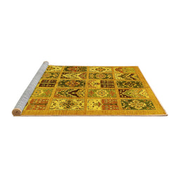 Sideview of Machine Washable Abstract Yellow Modern Rug, wshabs628yw