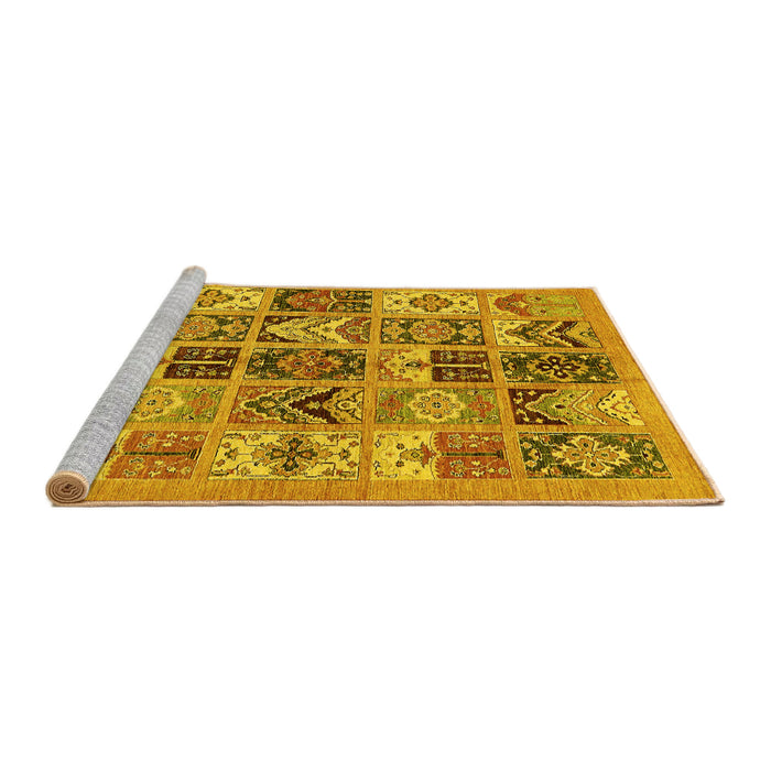 Sideview of Machine Washable Abstract Yellow Modern Rug, wshabs628yw