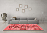 Machine Washable Abstract Red Modern Rug, wshabs628red