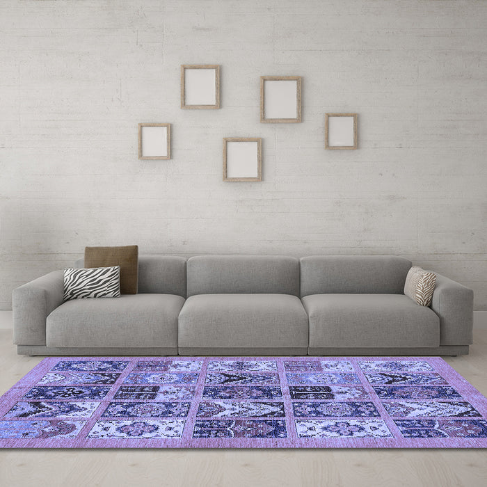Machine Washable Abstract Blue Modern Rug in a Living Room, wshabs628blu