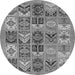 Round Machine Washable Abstract Gray Modern Rug, wshabs628gry