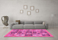 Machine Washable Abstract Pink Modern Rug, wshabs628pnk