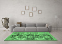 Machine Washable Abstract Emerald Green Modern Rug, wshabs628emgrn