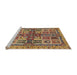 Sideview of Machine Washable Abstract Metallic Gold Rug, wshabs629