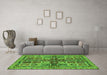 Machine Washable Abstract Green Modern Area Rugs in a Living Room,, wshabs629grn