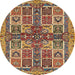 Round Abstract Metallic Gold Modern Rug, abs629