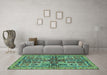 Machine Washable Abstract Turquoise Modern Area Rugs in a Living Room,, wshabs629turq