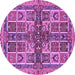 Round Machine Washable Abstract Purple Modern Area Rugs, wshabs629pur