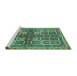 Sideview of Machine Washable Abstract Turquoise Modern Area Rugs, wshabs629turq