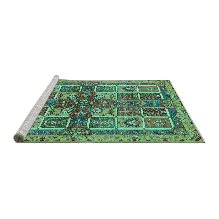 Sideview of Machine Washable Abstract Turquoise Modern Area Rugs, wshabs629turq
