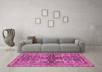 Machine Washable Abstract Pink Modern Rug, wshabs629pnk