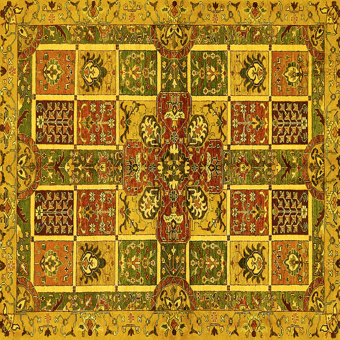 Square Abstract Yellow Modern Rug, abs629yw