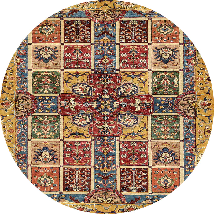 Round Machine Washable Abstract Metallic Gold Rug, wshabs629