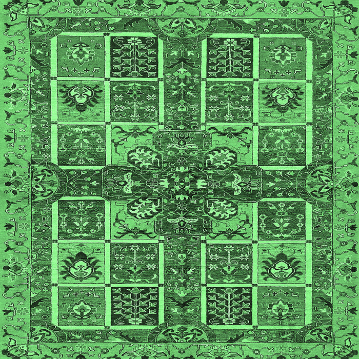 Square Abstract Emerald Green Modern Rug, abs629emgrn