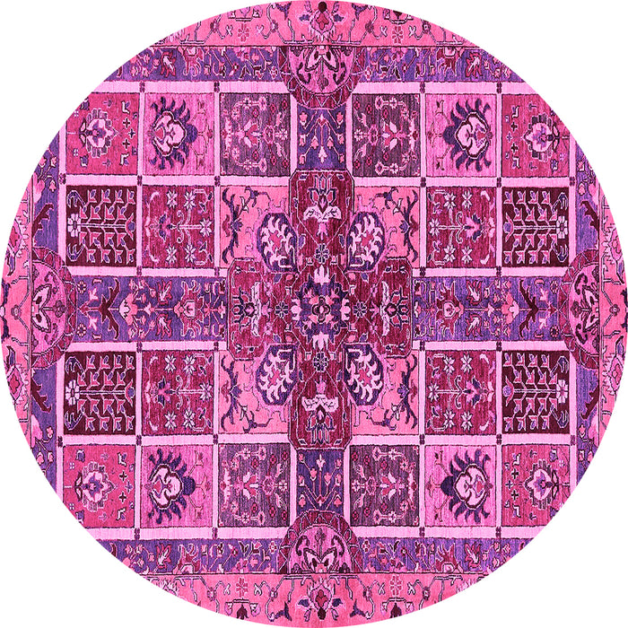 Round Machine Washable Abstract Pink Modern Rug, wshabs629pnk