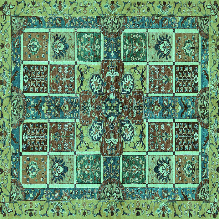 Square Abstract Turquoise Modern Rug, abs629turq