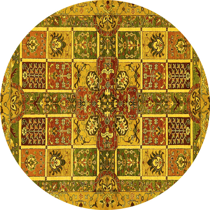 Round Abstract Yellow Modern Rug, abs629yw