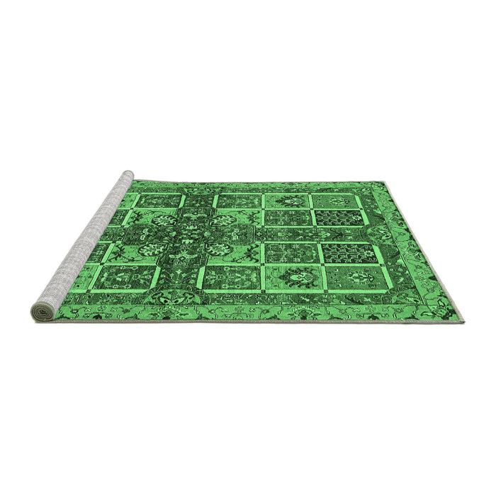 Sideview of Machine Washable Abstract Emerald Green Modern Area Rugs, wshabs629emgrn