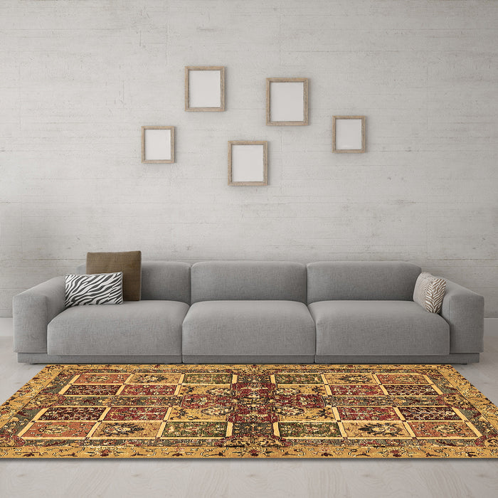 Machine Washable Abstract Brown Modern Rug in a Living Room,, wshabs629brn