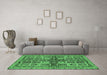 Machine Washable Abstract Emerald Green Modern Area Rugs in a Living Room,, wshabs629emgrn