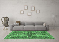 Machine Washable Abstract Emerald Green Modern Rug, wshabs629emgrn