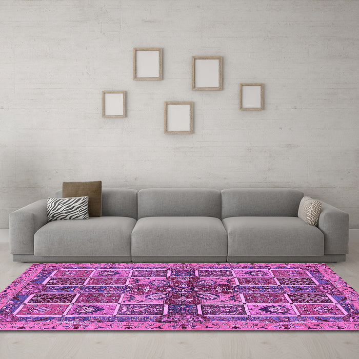 Machine Washable Abstract Purple Modern Area Rugs in a Living Room, wshabs629pur