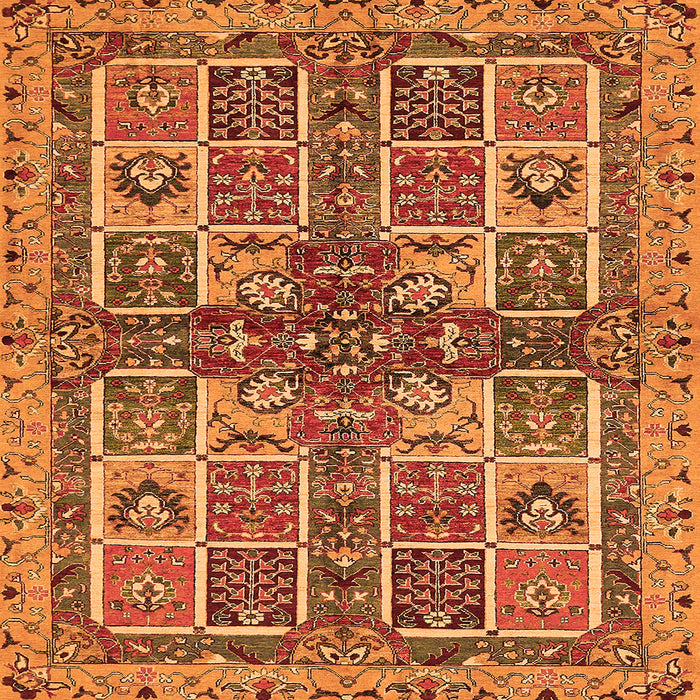 Square Machine Washable Abstract Orange Modern Area Rugs, wshabs629org