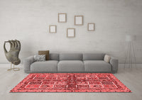 Machine Washable Abstract Red Modern Rug, wshabs629red