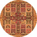 Round Machine Washable Abstract Orange Modern Area Rugs, wshabs629org