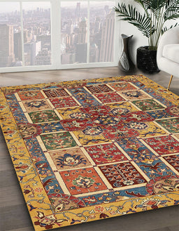 Machine Washable Abstract Metallic Gold Rug in a Family Room, wshabs629