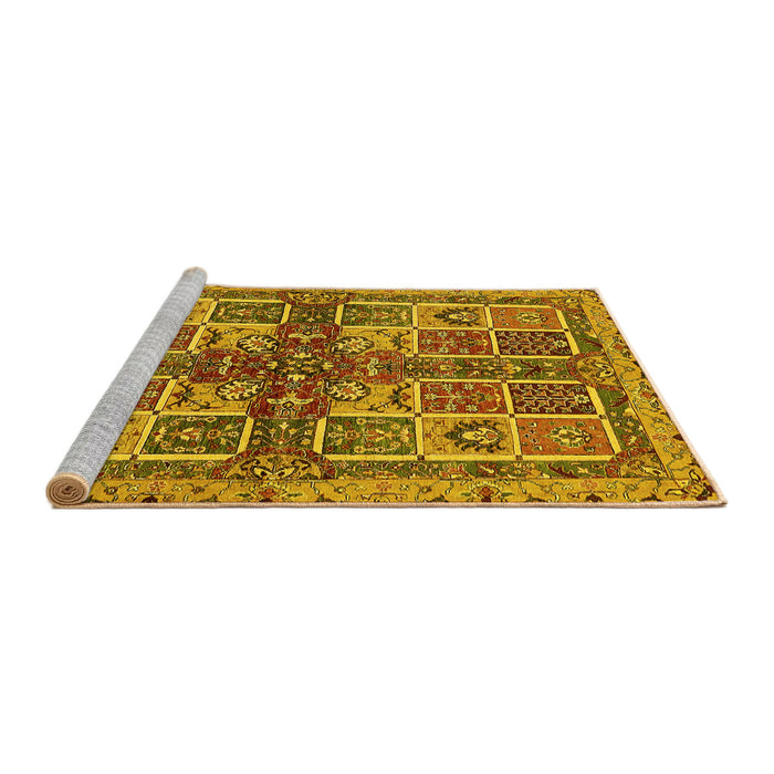 Sideview of Machine Washable Abstract Yellow Modern Rug, wshabs629yw