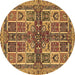 Round Abstract Brown Modern Rug, abs629brn