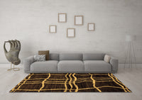 Machine Washable Abstract Brown Modern Rug, wshabs62brn