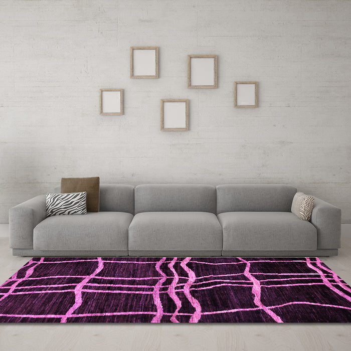 Machine Washable Abstract Purple Modern Area Rugs in a Living Room, wshabs62pur